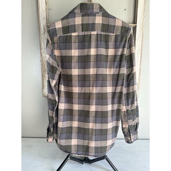 Mens Flannel Shirt Medium Long Sleeve Goodfellow & Co Green Gray Tan - Picture 4 of 11